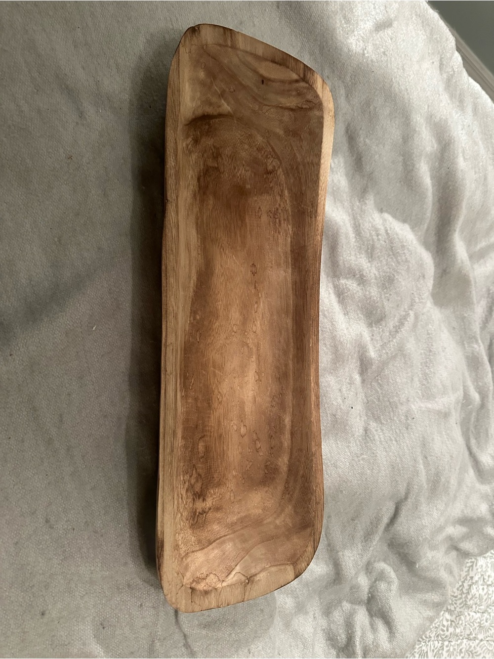 Carved Wooden Dough Bowl Tray 21" — Rustic Farmhouse Centerpiece, long trencher